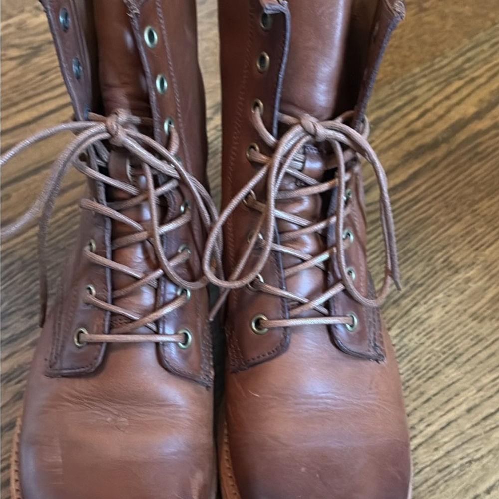 Frye Brown Leather Combat Boots